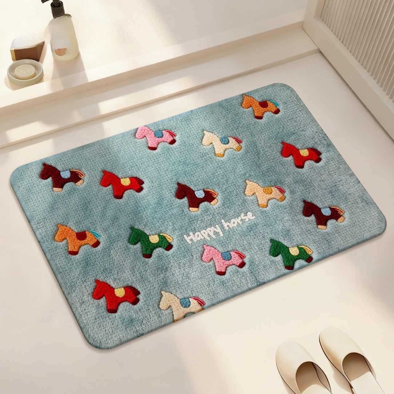 2026 New Year of the Horse Floor Mat Entrance Door Mat Dirt-resistant Wear-resistant Non-slip Foot Mat Linen Woven Floor Mat Water-absorbent Door Mat 