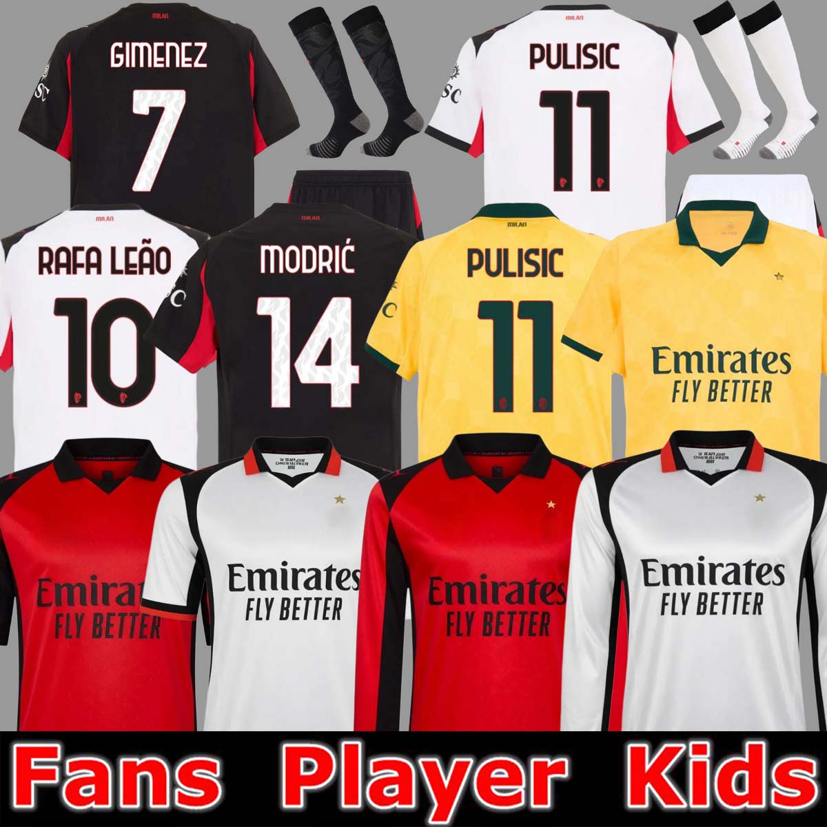 AC MilLAn 25 26 Black white Jerseys 2025 2026 home away MODRIC THEO PULISIC RAFA LEAO NKUNKU Football shirts uniform fan 125th JASHARI JOAO FELIX FOFAFA fourth