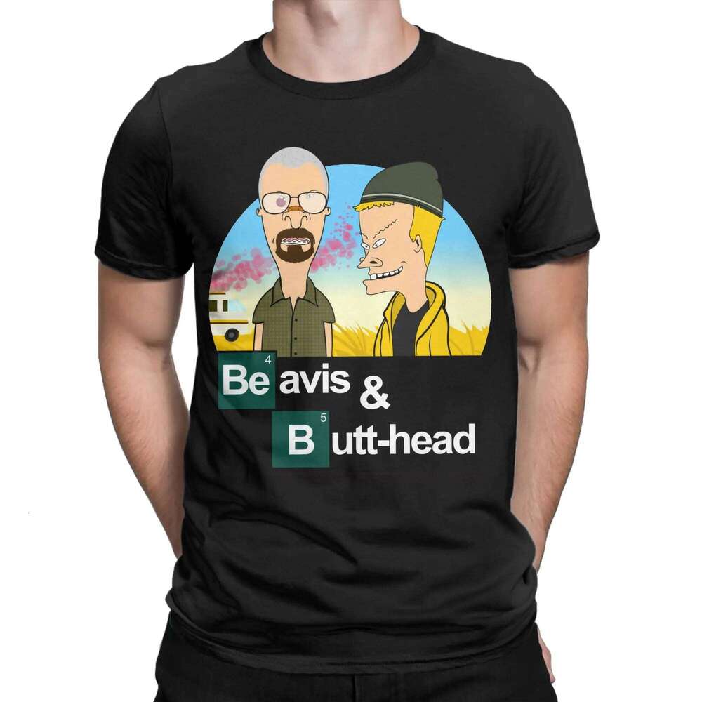 Breaking T-Shirt Beavis and Butthead 90s Cartoon BB Humor Cotton Tees Round Neck Short Sleeve T Shirts Original Clothing X260209