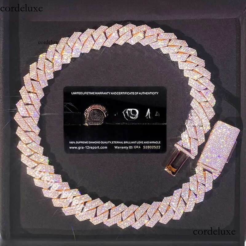 Sier VVS Moissanite Jewelry Rose Gold Plated Cuban Chain Hip Hop Necklace for Men and Women b1