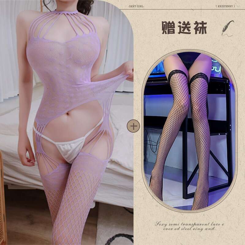 Sexy Halter Neck Fishnet Bodysuit Women Sheer Mesh One-Piece with Open Crotch & Adjustable Straps, Perfect for Role Play & Night Out