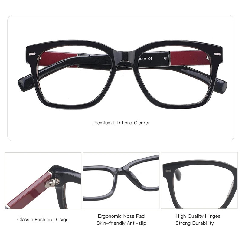 BLUEMOKY Retro Acetate Square Prescription Glasses Progressive Myopia Suitable for Neutral Pochromic Anti Blue Light 260207