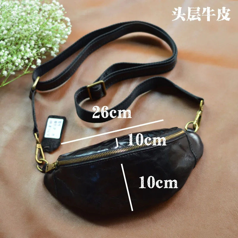 Unisex Milled TopGrain Leather Chest Bag 2025 Summer Lightweight Crossbody Phone Pouch Casual Mini Backpack for Men Women 260208