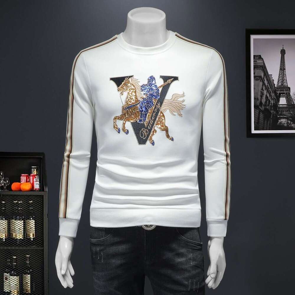 European Brand Sweatshirt Crew Neck Base Shirt New Autumn Embroidery Versatile Casual Men's Top