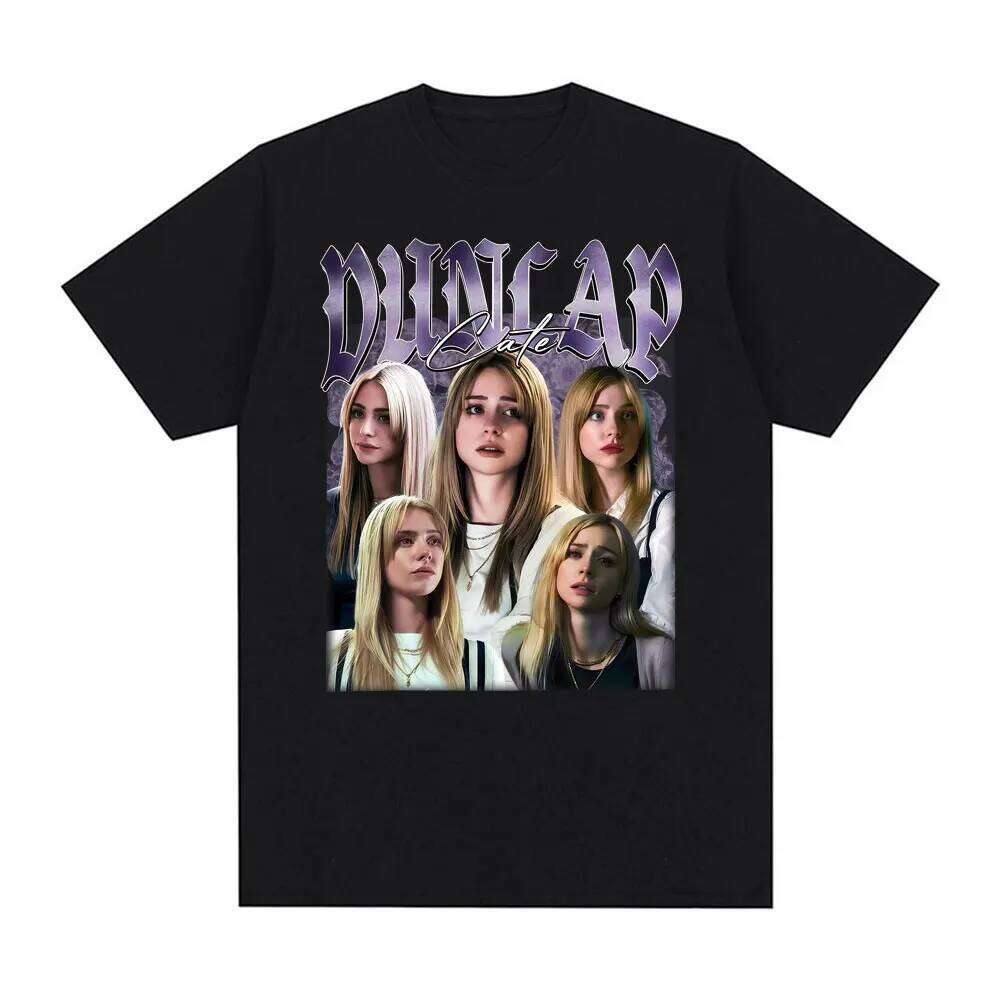 Cate Dunlap Retro 90s Style Graphic for Men and Women, Harajuku Trendy Aesthetic Summer Print 100% Pure Cotton T-shirt X260209