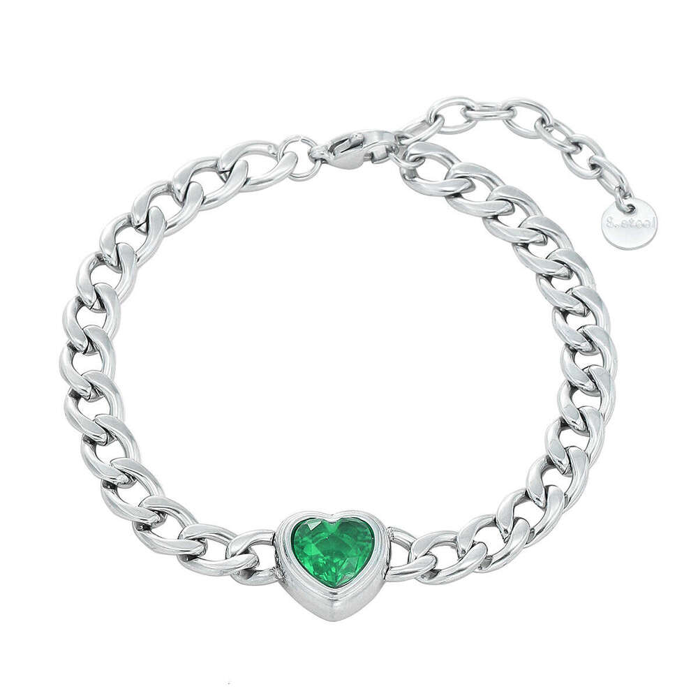 Heart-Shaped Colored Zirconium Titanium Alloy Bracelet Women's Bracelet 18K Vacuum-Plated Gold Fashion Stainless Steel Jewelry