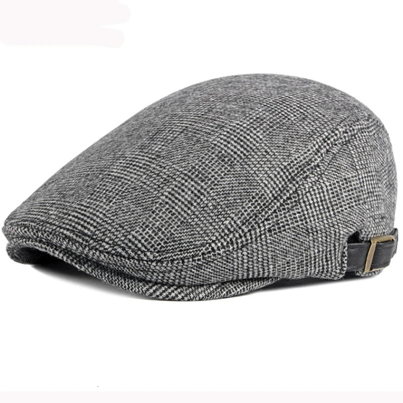 HT2888 Berets Men High Quality Autumn Winter Wool Hat Striped Flat Cap Artist Painter Hat Male Adjustable Beret Cap 260205