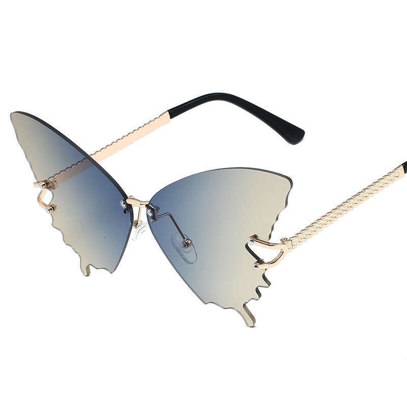 Sunglasses Frameless Butterfly Shape Gradient Multicolor Stylish Eyewear UV Protection Perfect as Party & Vacation Photo Props
