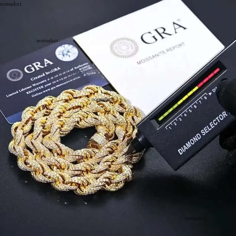 Wholesale VVS D Color Moissanite Hip Hop Cuban Necklace Link Iced Out Tennis S Sier 8mm Rope Chain e7