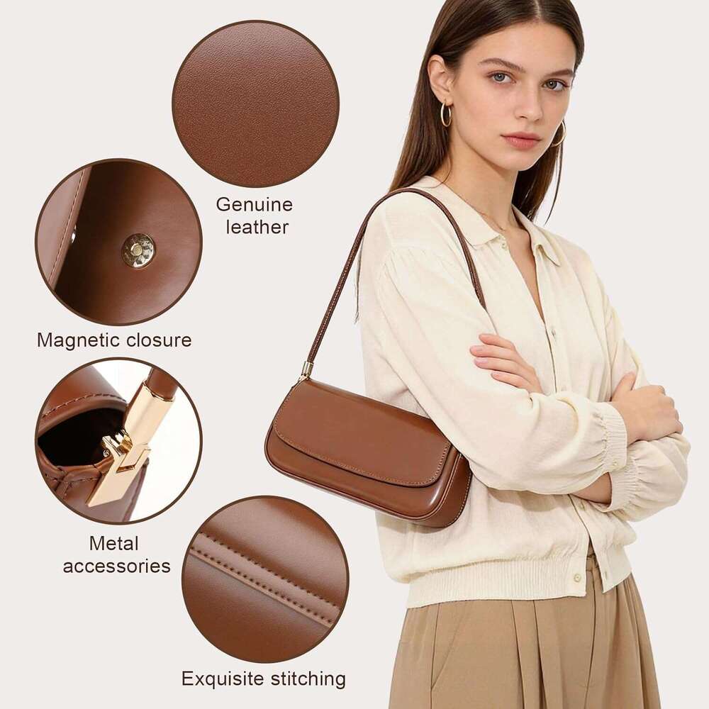 Leather Shoulder Bags For Women Mini Cute Everyday Purses Trendy Women S Hobo Handbags With Magnetic Closure