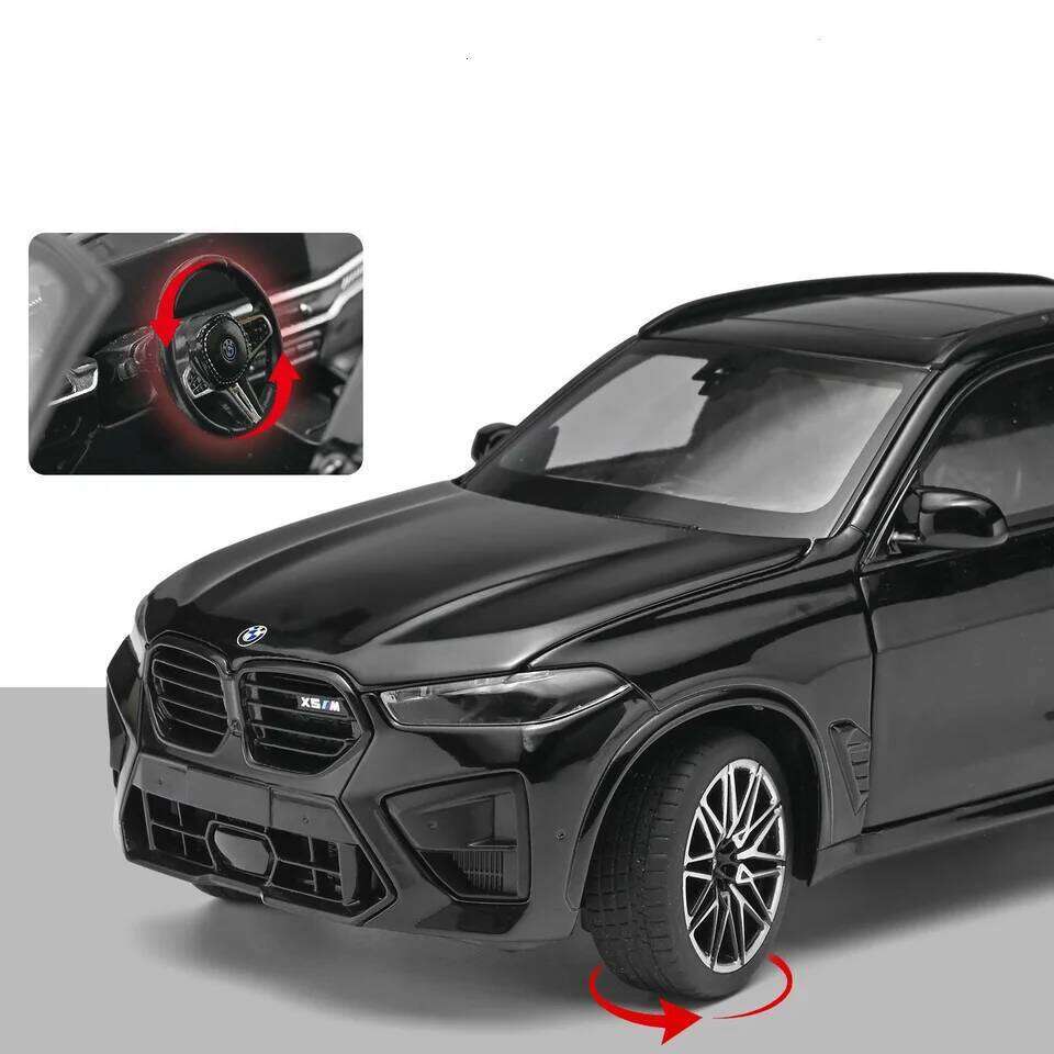 1:24 BMW X5M X5 SUV Alloy Luxy Diecast Metal Off-road Vehicles Car Model Simulation Sound and Light Childrens Toy Gift 26W0209