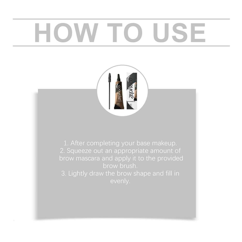 zephoco Anti-Smudge Eyebrow Tinting Cream Black - Smooth texture, easy to apply, creates voluminous, three-dimensional, natural-looking eyebrows