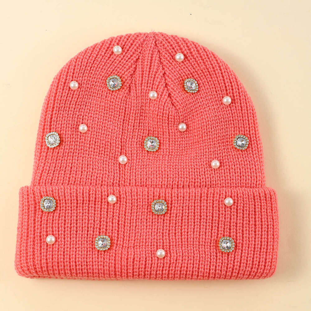 Cross-border autumn new large head circumference for men and women with rhinestones, woolen hat, winter knitted hat