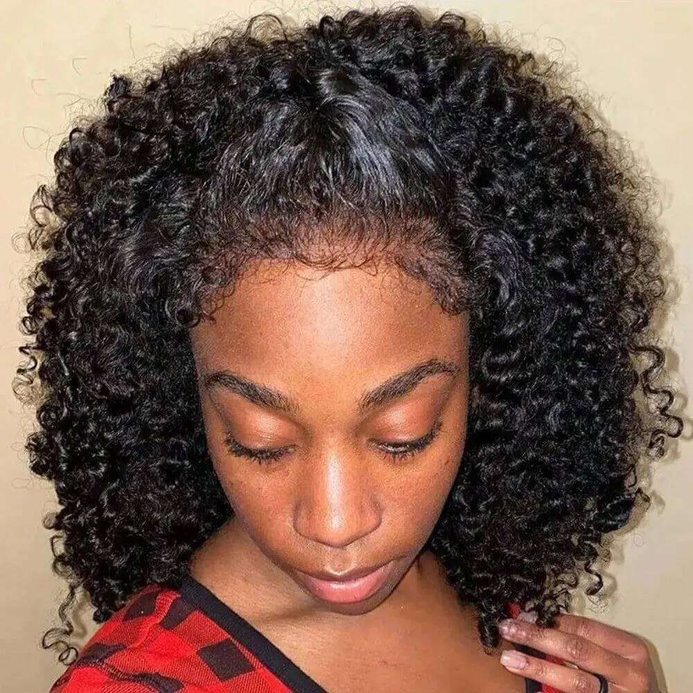 Jerry Curly Front Human Wig Brazilian Pre Plucked Baby Hair To Ear HD Lace Natural Color Full Edges Look SHXI
