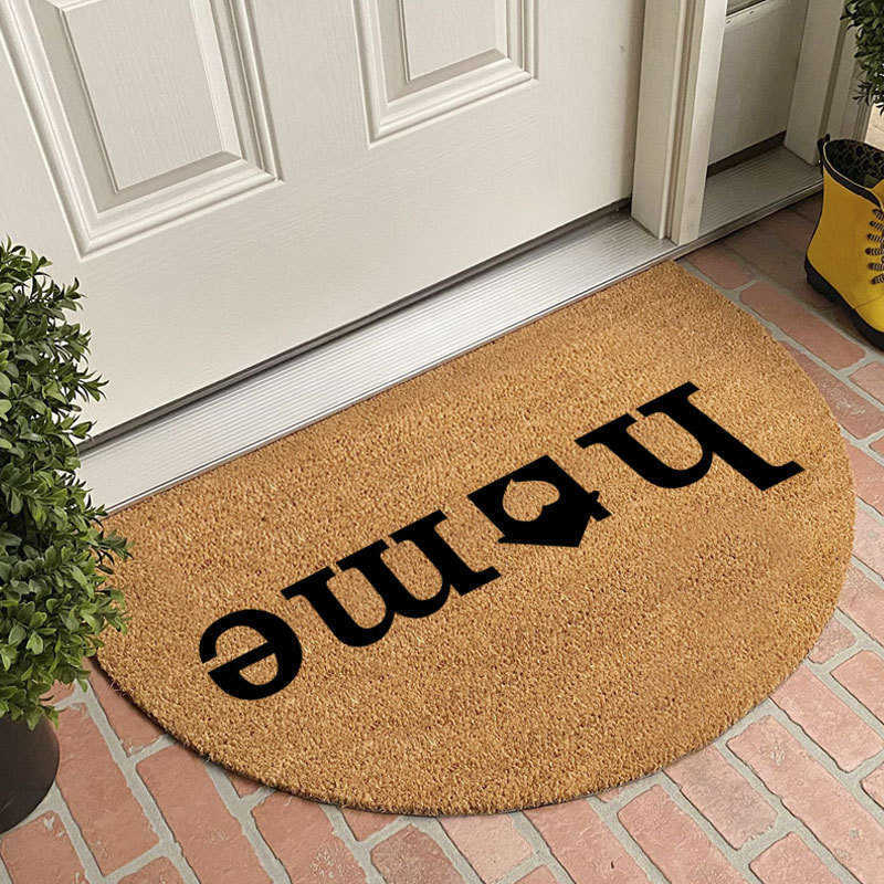 Semi-circular crystal velvet entrance doormat non-slip dustproof and dirt-resistant S260207