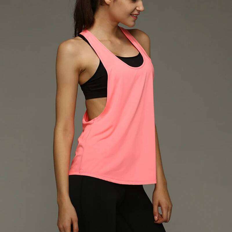 Women Sleeveless Racer Yoga Shirts Singlet Athletic Fitness Sport Tank Tops Workout Gym Running Training Pilates Vest 26Y0209