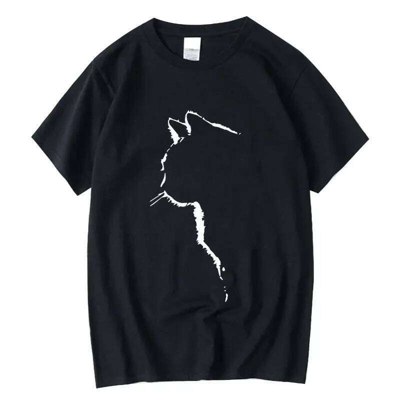 Men's T-shirt Quality 100% Cotton Short Sleeve Cool Cat Print O-neck Casual Loose Hip Hop for Men Summer Male Tee Top X260209