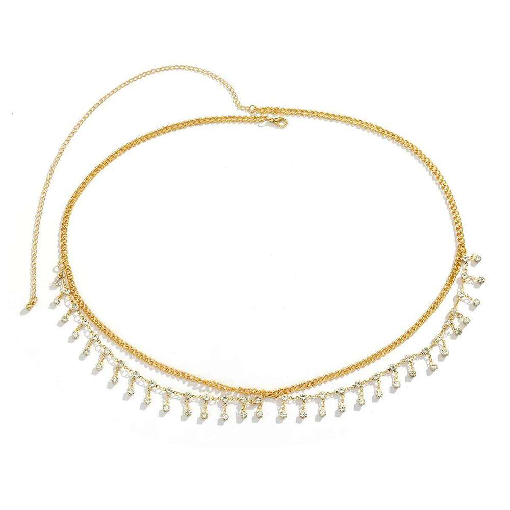 Ingemark Sexy Rhinestone Star Tassel Pendant Waist Belly Belt Chain for Women Summer Bikini Rave Body Jewelry Y2K Accessories X260209