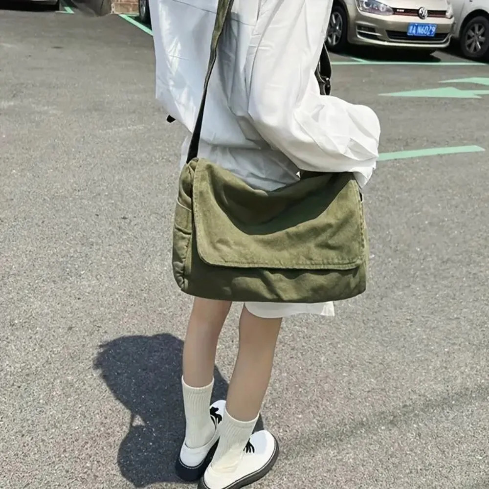 Womens Messenger Bag Vintage Handbag Canvas Teenager Shoulder Tote Bags Casual Crossbody Handbags 260208