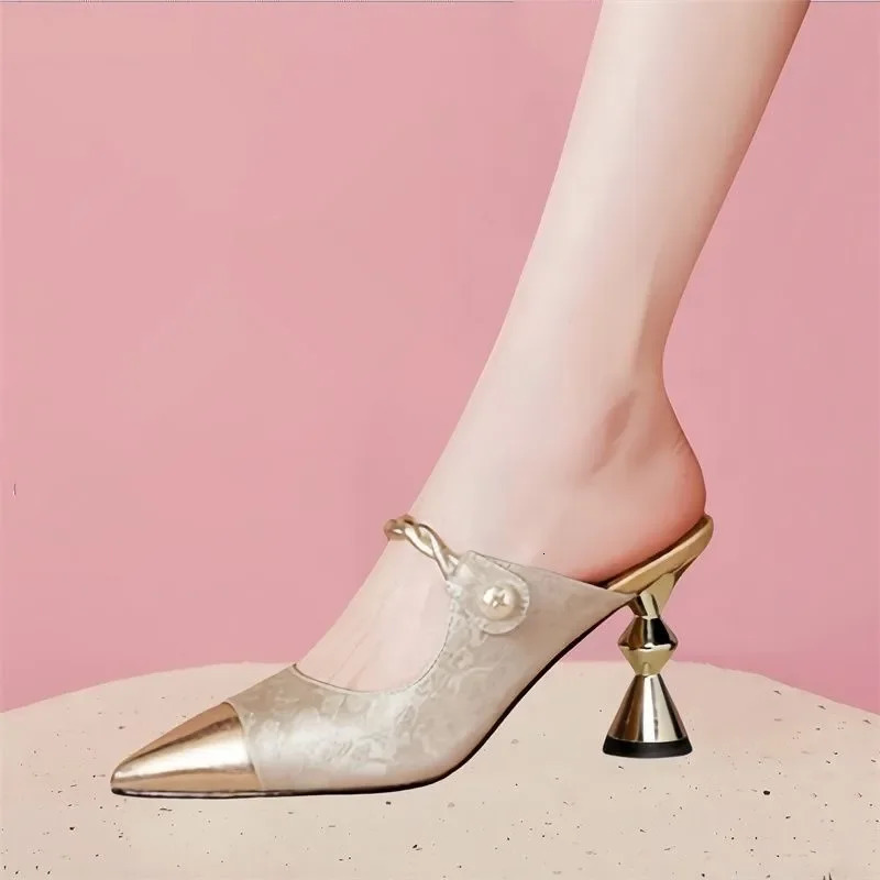 Cresfimix women cute sweet light weight green pointed toe slip on stiletto heel shoes lady casual beige fashion sexy ab795 260208