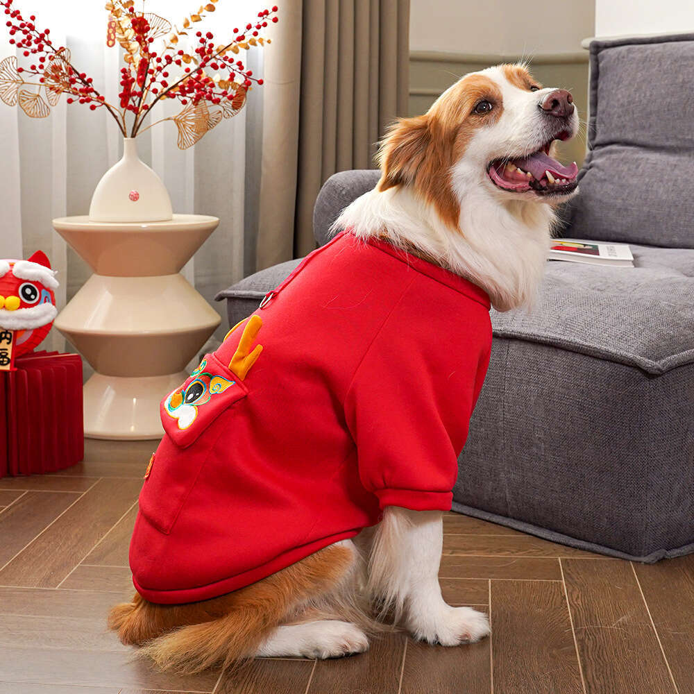 Pet New Year Autumn Winter Warm Large Golden Retriever Border Collie Dog Apparel Cat Clothes Wholesale