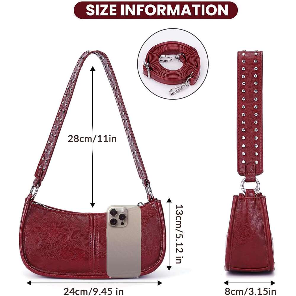 Bags For Women Y K And Handbags Retro Studded Crossbody Bag Small Shoulder Purse Leather Hobo Handbag