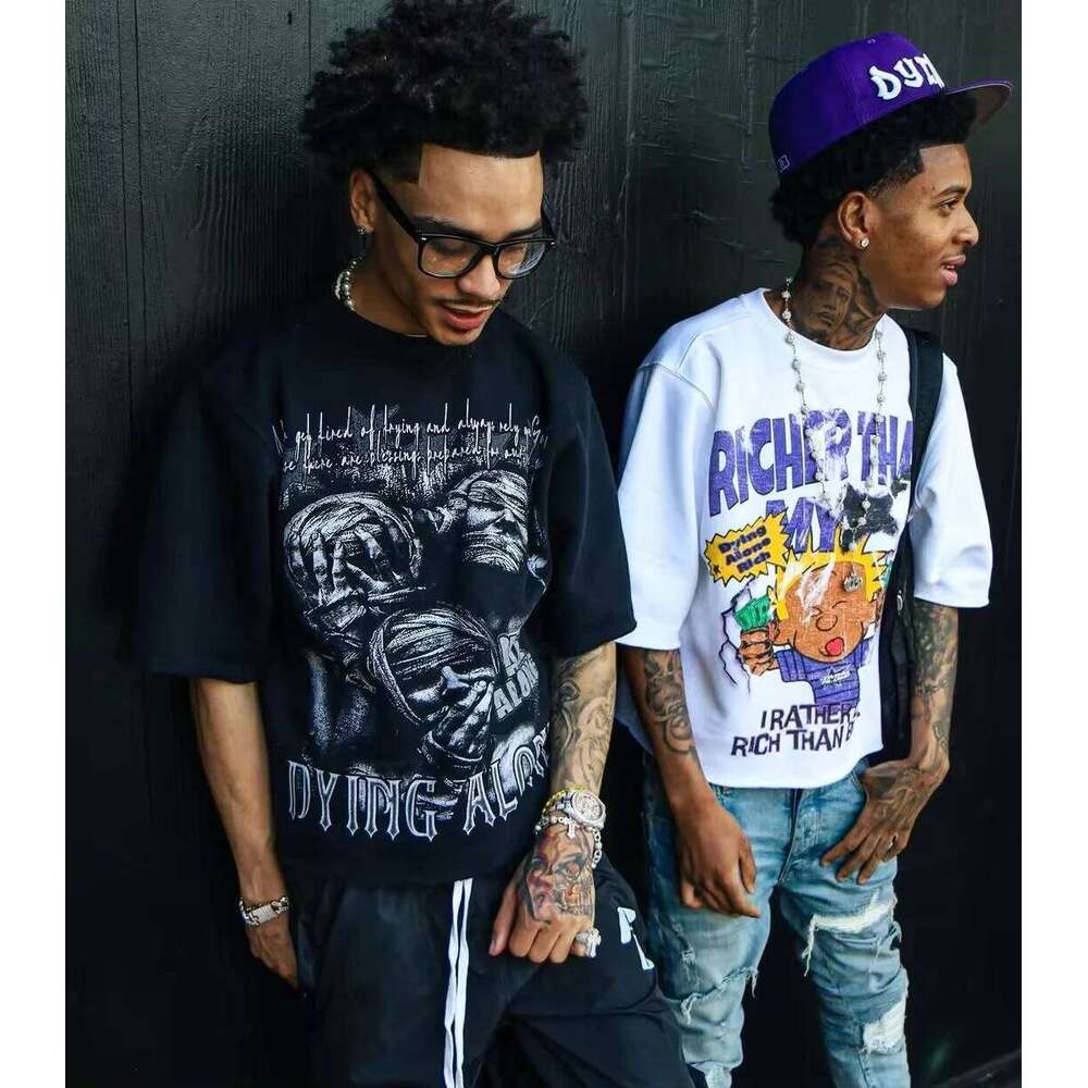 Harajuku vintage couples hiphop fashion streetwear high street popular t-shirt men american casual y2k tops oversized t shirt X260209