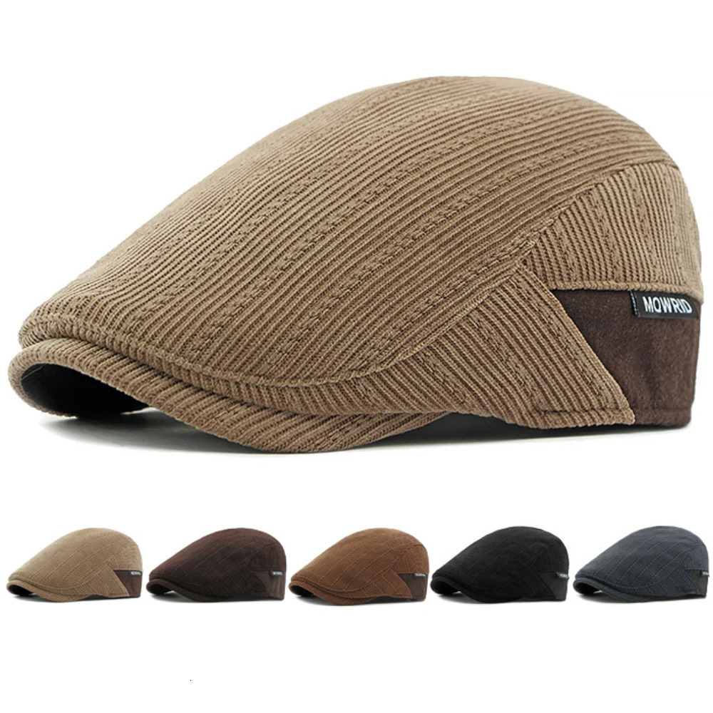 HT4587 Berets Autumn Winter Hat Caps for Men Women Fleece Lined Corduroy Beret Hat Adjustable Ivy Flat Cap Male Female Beret Cap 260205