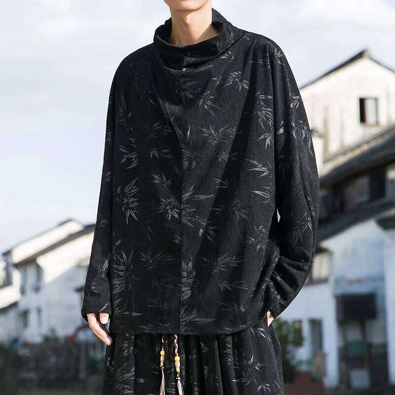 Mardi Hefxessdr Chinese Style Jacket Corduroy Velvet Cardigan Top Male Tang Suit KungFu Shirts Japanese Kimono Jackets Coat Zea Men Clothing