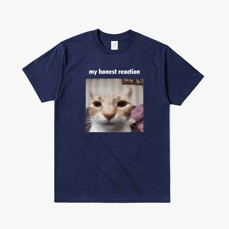 My Honest Reaction T-shirts Funny Cat Meme T Shirts Men Women Cotton Casual Oversized Short Sleeve Tees Men's Joke Humor Tshirt X260209