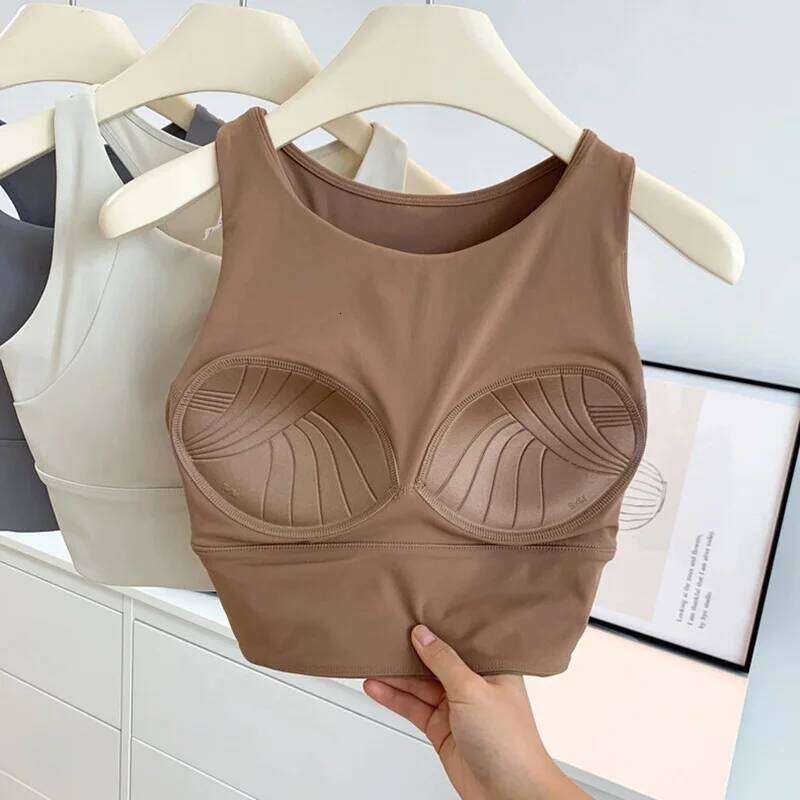 All-in-one Shock-proof Compact Sports Running Breathable Full-cup Yoga Vest Gym Clothing Summer New Fitness Bra 26Y0209