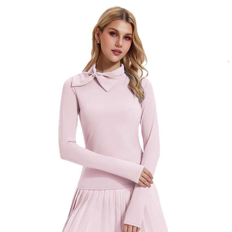 2026 Old Money Style Quick-Dry Sports Top For Women, High Collar Bowknot Fitness Wear, Outdoor Yoga Long Sleeve Shirt WKERSIY