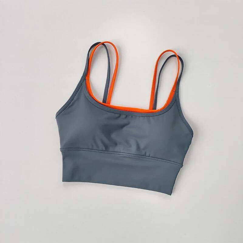 Sports Women Summer Shock-absorbing Gathering Double Breast Strap Yoga Vest Quick Drying Anti Sagging Shaping Fitness Bra 26Y0209