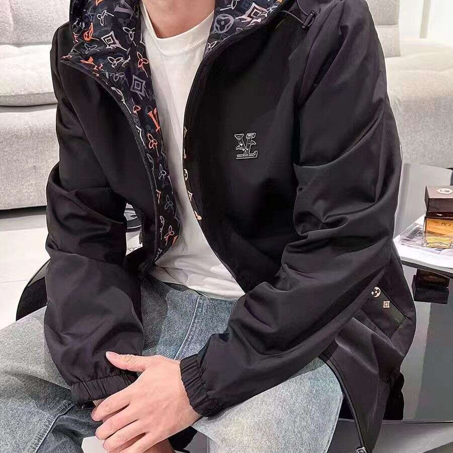 European Style Reversible Fashion Jacket For Men Spring And Autumn New Light Luxury Casual Windproof Hooded Coat