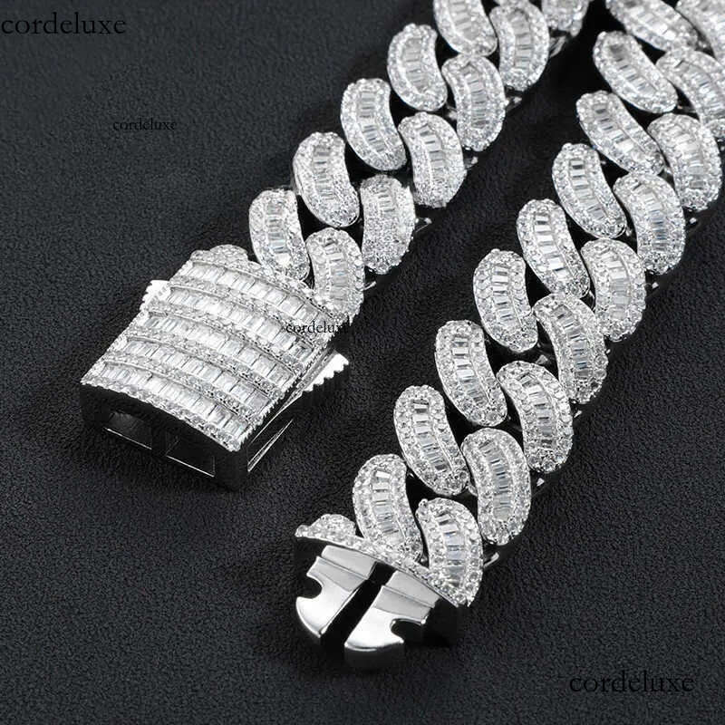 Custom 16mm Vvs Moissanite Iced Out Dia Necklace Arc Sterling Sier Baguette Cuban Chain 5c