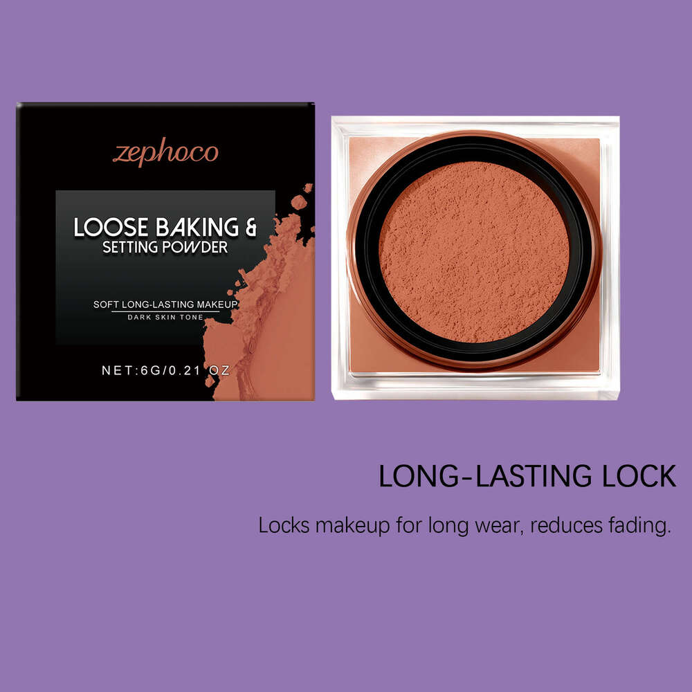 Zephoco Deep Skin Tone Setting Lightweight Natural Fit Delicate Soft Loose Powder Not Easy to Fall Off