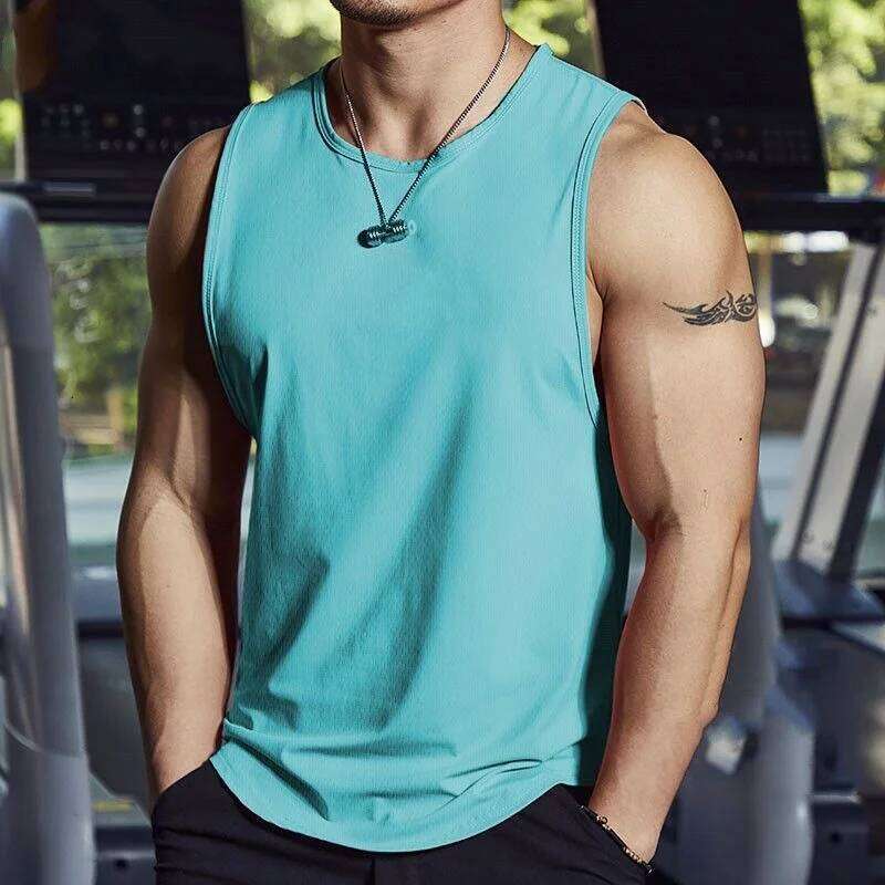 2025 New Summer Marathon Quick Dry Sports Men's Sleeveless Running Training Basketball Loose Fit Tank Top 26Y0209