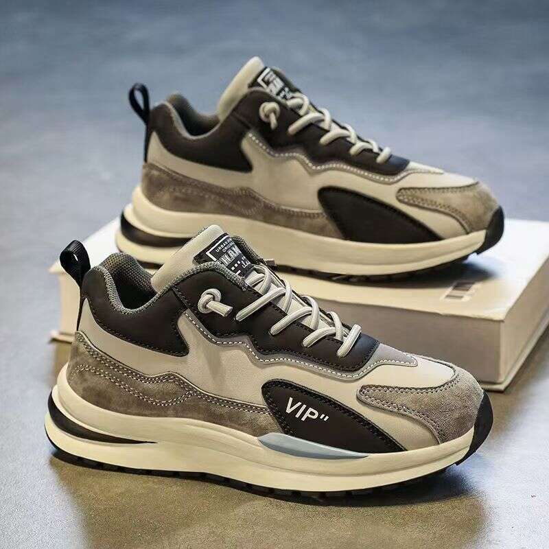 Men's Sneakers Autumn 2025 New Leather Casual Youth Running Thick Sole Dad Ins Trend Shoes for Men