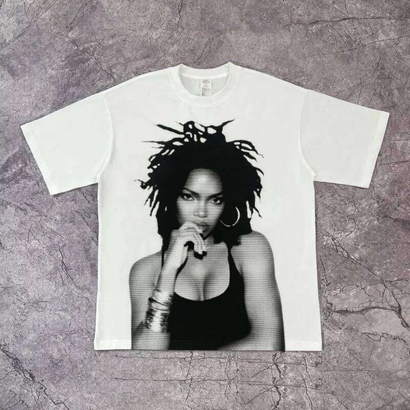 Vintage Hip-hop Print Y2K Men's Seasonal New Item Suitable for Both Men and Women Casual T-shirt X260209