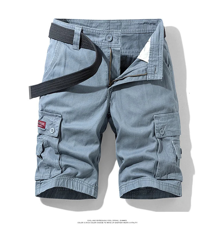 Summer mens fashionable multi pocket workwear shorts thin casual and fashionable denim multi pocket shorts 260208