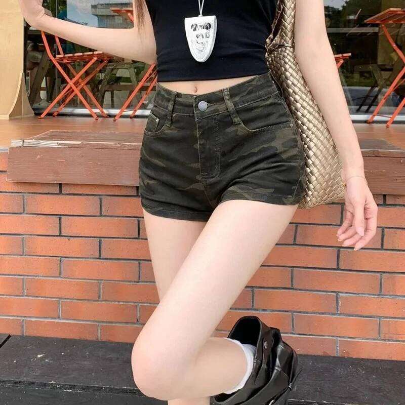 New Female Y2K Streetwear Sexy Tights Hot Camouflage Denim Shorts for Women Ultra-Short High-Waisted Slimming Short Jeans H260209