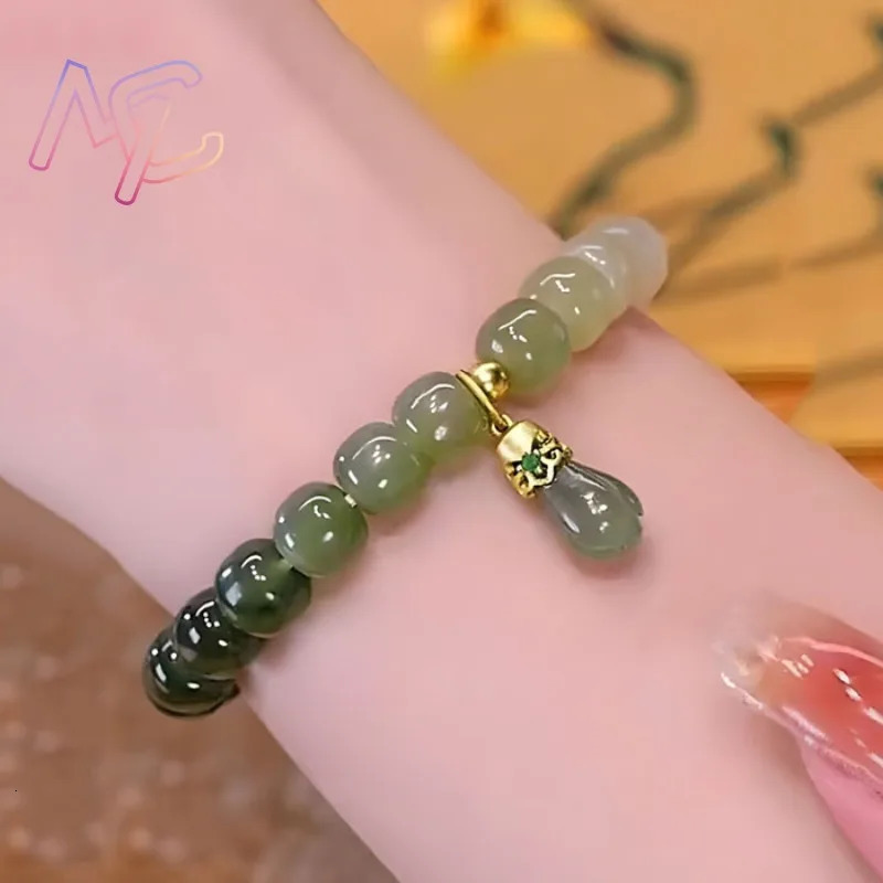 Natural Hetian Jade Flower Bracelet Agate Bangle Real Jewelry Tourmaline Exquisite Sexy Young Fashion Charm Gifts for Women Girl 260202