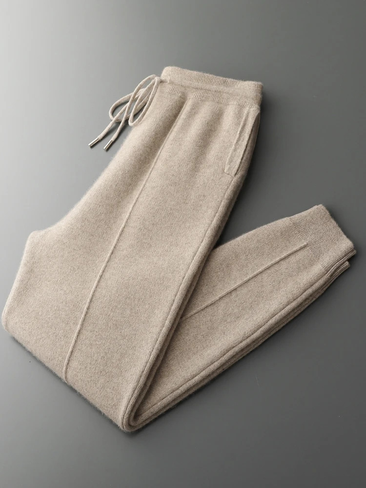 Mens Cashmere Pants Smart Casual Pencil Pants Autumn Winter Thick Soft Warm Trousers 100 Merino Wool Knit Pants Korean Style 260208