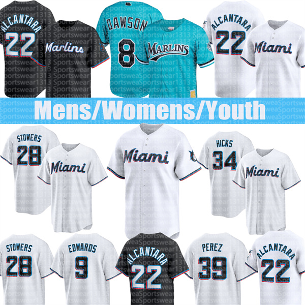 #1 Norby Miamicity Marlins jersey 7 Jesus Sanchez 22 Sandy Alcantara Albert Almora Jr. Matt Mervis Nick Fortes Xavier Edwards Baseball Jerseys