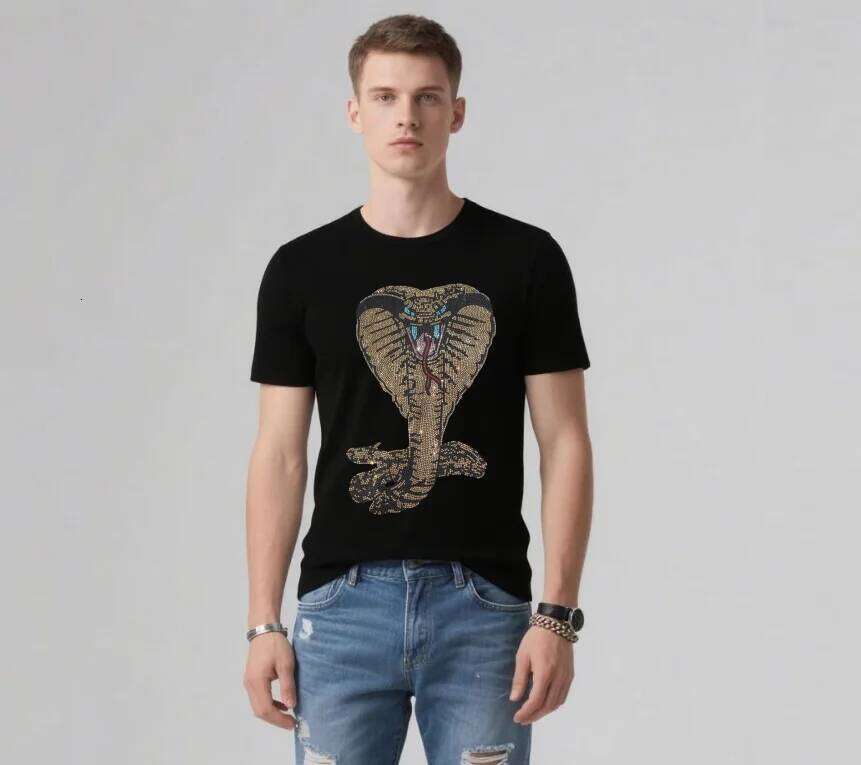 Luxury Rhinestone Men's T-Shirts - Designer Brand Summer Tees Stylish Top with Sparkle X260209