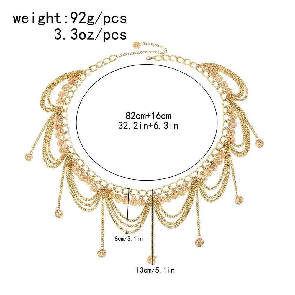 New Fashion Belly Dance Chain For Women Elegant Gold Color Coin Tassel Waist Necklace Skirt Chains Jewelry Belt X260209
