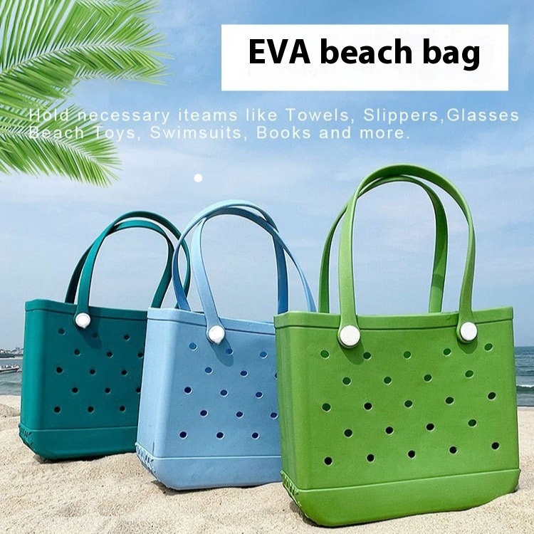 USA STOCK Designer Storage Bags XXL 46CM EVA Summer Beach Bags Silicone Totes Rubber Shopping Baskets With Holes Beach Waterproof Hand bags Wholesale