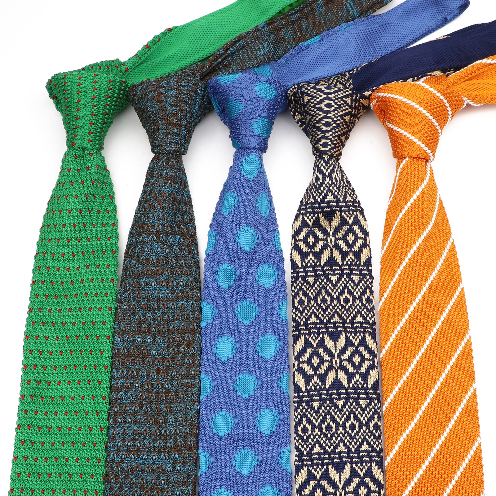 Knit Ties For Men Women Winter Slim Narrow Flat Necktie Orange Beige Green Casual Gravatas Wedding Party Office Holiday Gifts 260208