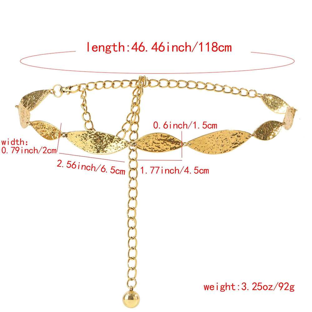 New metallic leaf waist accessory dress sub fashion belt women chain one outfit X260209