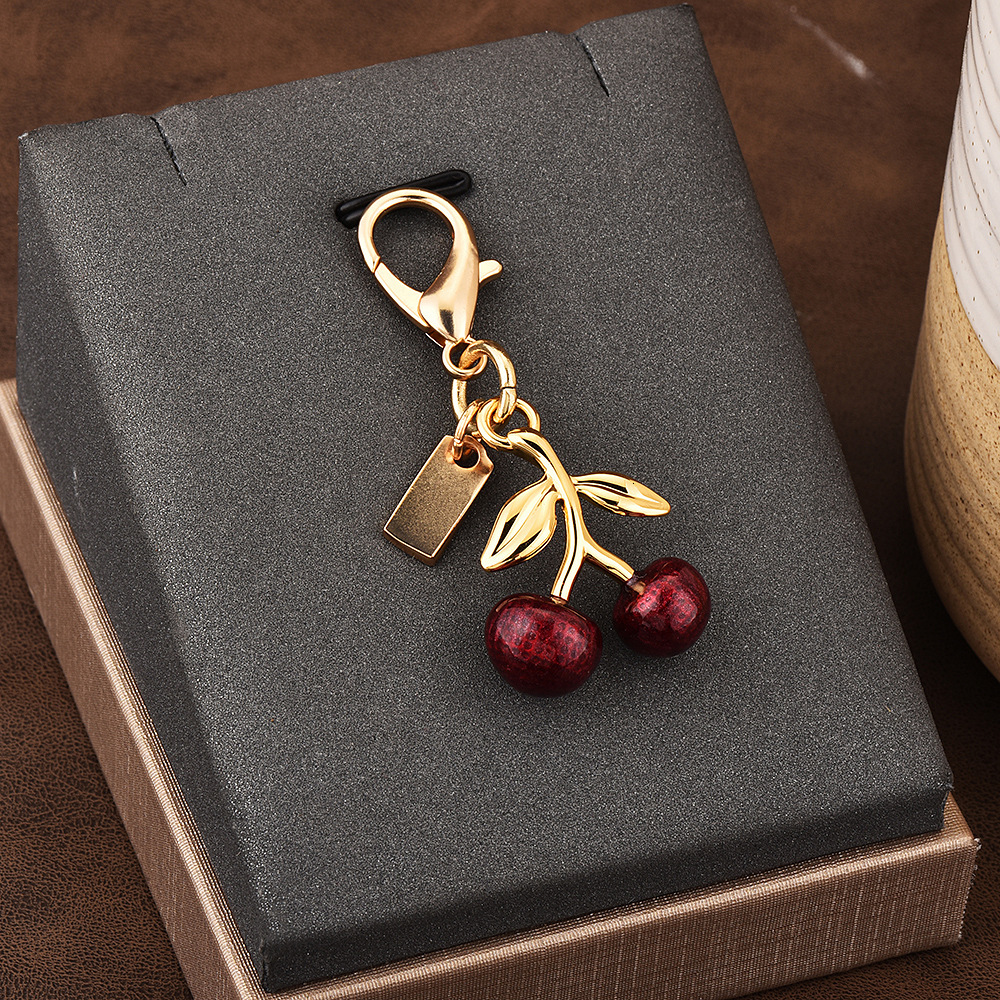 Car Key Pendant High-End Bag Accessories Gold Color Bear Cherry Clover Butterfly Backpack Ornaments